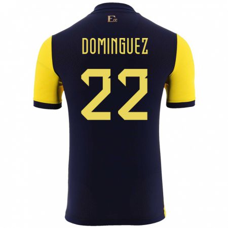 Kandiny Mujer Camiseta Ecuador Alexander Dominguez #22 Amarillo 1ª Equipación 24-26 La Camisa Chile