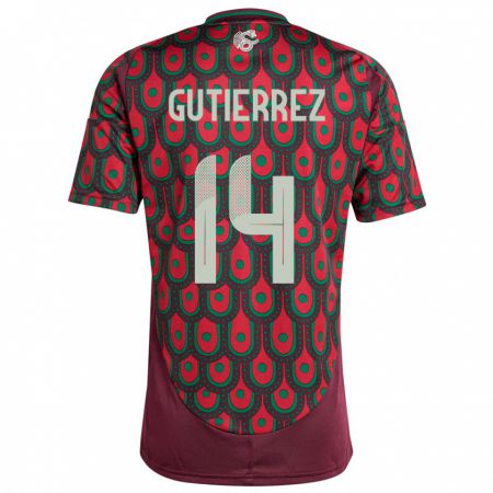 Kandiny Mujer Camiseta México Erick Gutierrez #14 Granate 1ª Equipación 24-26 La Camisa Chile