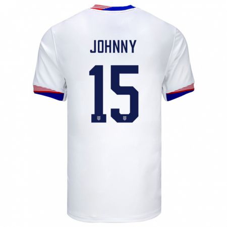 Kandiny Mujer Camiseta Estados Unidos Johnny #15 Blanco 1ª Equipación 24-26 La Camisa Chile