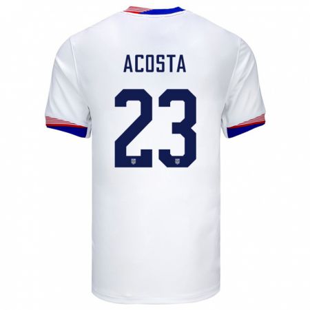 Kandiny Mujer Camiseta Estados Unidos Kellyn Acosta #23 Blanco 1ª Equipación 24-26 La Camisa Chile