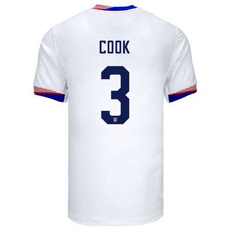 Kandiny Mujer Camiseta Estados Unidos Alana Cook #3 Blanco 1ª Equipación 24-26 La Camisa Chile