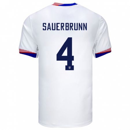 Kandiny Mujer Camiseta Estados Unidos Becky Sauerbrunn #4 Blanco 1ª Equipación 24-26 La Camisa Chile