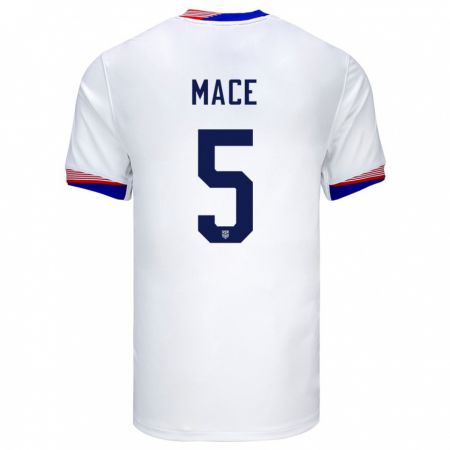 Kandiny Mujer Camiseta Estados Unidos Hailie Mace #5 Blanco 1ª Equipación 24-26 La Camisa Chile