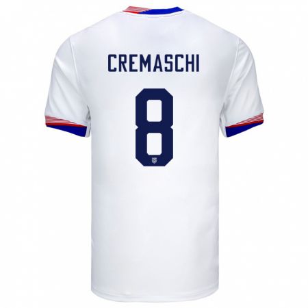 Kandiny Mujer Camiseta Estados Unidos Benjamin Cremaschi #8 Blanco 1ª Equipación 24-26 La Camisa Chile