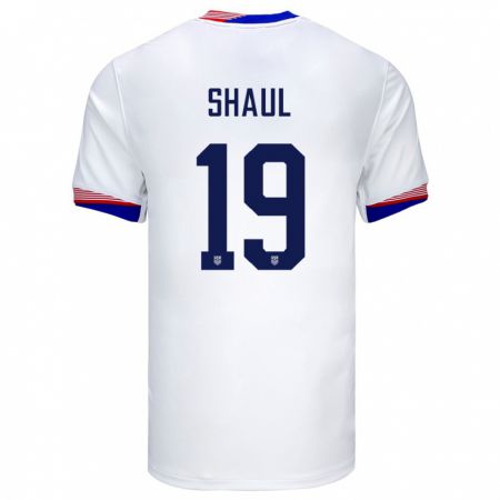 Kandiny Mujer Camiseta Estados Unidos Ian Shaul #19 Blanco 1ª Equipación 24-26 La Camisa Chile