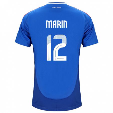 Kandiny Mujer Camiseta Italia Renato Marin #12 Azul 1ª Equipación 24-26 La Camisa Chile