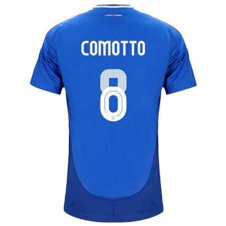 Kandiny Mujer Camiseta Italia Christian Comotto #8 Azul 1ª Equipación 24-26 La Camisa Chile