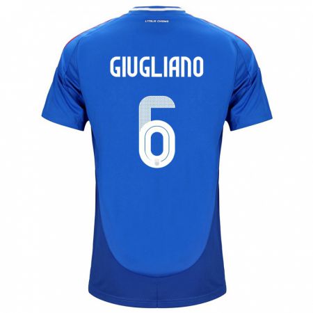 Kandiny Mujer Camiseta Italia Manuela Giugliano #6 Azul 1ª Equipación 24-26 La Camisa Chile