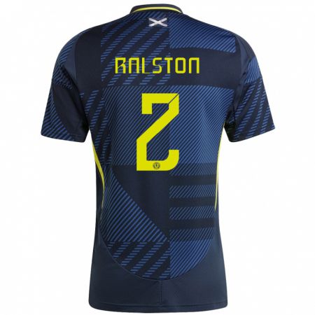 Kandiny Mujer Camiseta Escocia Anthony Ralston #2 Azul Oscuro 1ª Equipación 24-26 La Camisa Chile
