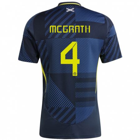 Kandiny Mujer Camiseta Escocia Joseph Mcgrath #4 Azul Oscuro 1ª Equipación 24-26 La Camisa Chile