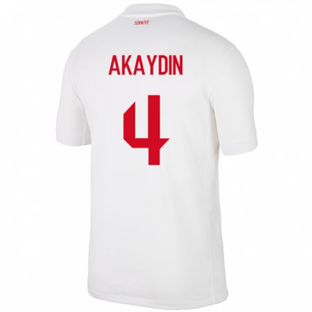 Kandiny Mujer Camiseta Turquía Samet Akaydin #4 Blanco 1ª Equipación 24-26 La Camisa Chile