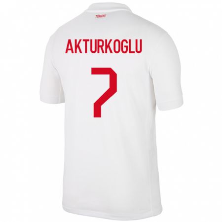 Kandiny Mujer Camiseta Turquía Kerem Aktürkoğlu #7 Blanco 1ª Equipación 24-26 La Camisa Chile