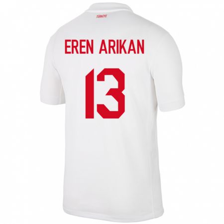 Kandiny Mujer Camiseta Turquía Muhammed Eren Arıkan #13 Blanco 1ª Equipación 24-26 La Camisa Chile