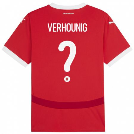 Kandiny Mujer Camiseta Austria Phillip Verhounig #0 Rojo 1ª Equipación 24-26 La Camisa Chile