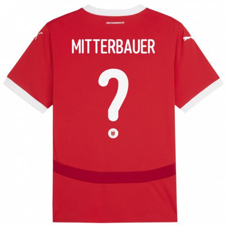 Kandiny Mujer Camiseta Austria Elias Mitterbauer #0 Rojo 1ª Equipación 24-26 La Camisa Chile