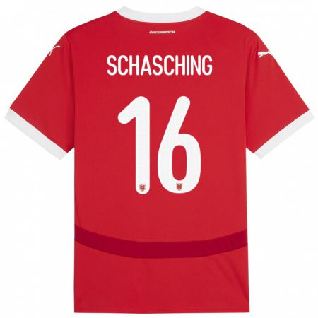 Kandiny Mujer Camiseta Austria Annabel Schasching #16 Rojo 1ª Equipación 24-26 La Camisa Chile