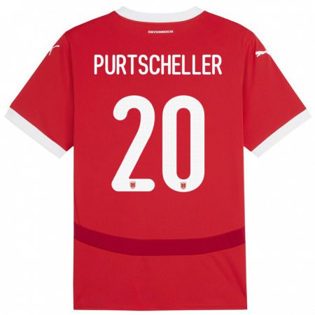 Kandiny Mujer Camiseta Austria Lilli Purtscheller #20 Rojo 1ª Equipación 24-26 La Camisa Chile