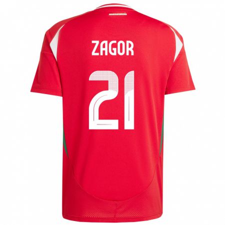 Kandiny Mujer Camiseta Hungría Bernadett Zágor #21 Rojo 1ª Equipación 24-26 La Camisa Chile