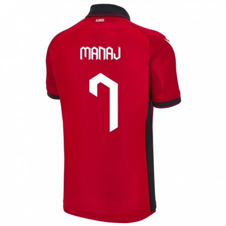 Kandiny Mujer Camiseta Albania Rey Manaj #7 Rojo 1ª Equipación 24-26 La Camisa Chile