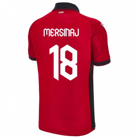 Kandiny Mujer Camiseta Albania Jon Mersinaj #18 Rojo 1ª Equipación 24-26 La Camisa Chile