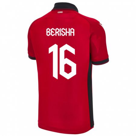 Kandiny Mujer Camiseta Albania Medon Berisha #16 Rojo 1ª Equipación 24-26 La Camisa Chile