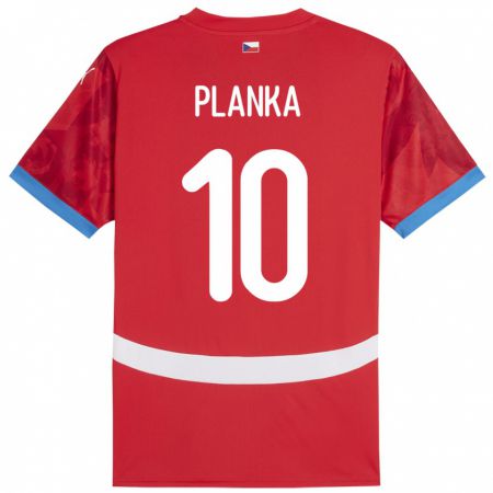Kandiny Mujer Camiseta Chequia David Planka #10 Rojo 1ª Equipación 24-26 La Camisa Chile