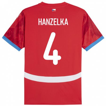 Kandiny Mujer Camiseta Chequia Denis Hanzelka #4 Rojo 1ª Equipación 24-26 La Camisa Chile