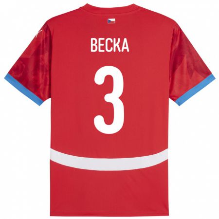 Kandiny Mujer Camiseta Chequia Patrik Becka #3 Rojo 1ª Equipación 24-26 La Camisa Chile