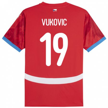 Kandiny Mujer Camiseta Chequia Kristian Vukovic #19 Rojo 1ª Equipación 24-26 La Camisa Chile