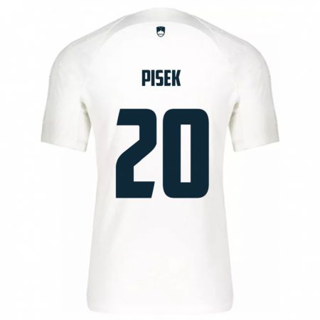 Kandiny Mujer Camiseta Eslovenia Jost Pisek #20 Blanco 1ª Equipación 24-26 La Camisa Chile