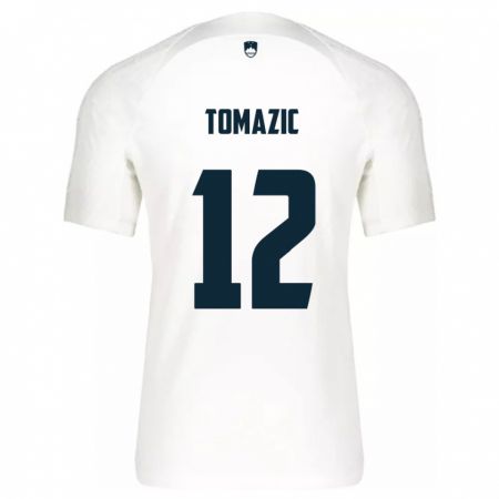 Kandiny Mujer Camiseta Eslovenia Lukas Tomazic #12 Blanco 1ª Equipación 24-26 La Camisa Chile