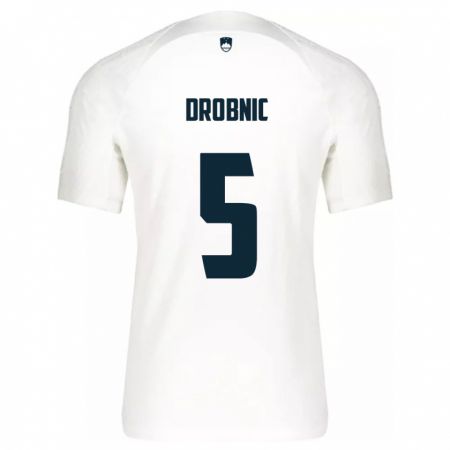 Kandiny Mujer Camiseta Eslovenia Dominik Drobnic #5 Blanco 1ª Equipación 24-26 La Camisa Chile
