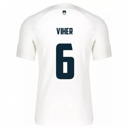 Kandiny Mujer Camiseta Eslovenia Nejc Viher #6 Blanco 1ª Equipación 24-26 La Camisa Chile