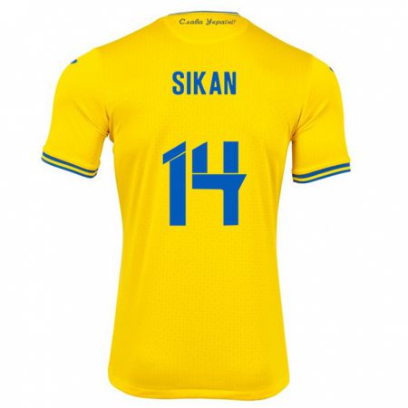 Kandiny Mujer Camiseta Ucrania Danylo Sikan #14 Amarillo 1ª Equipación 24-26 La Camisa Chile