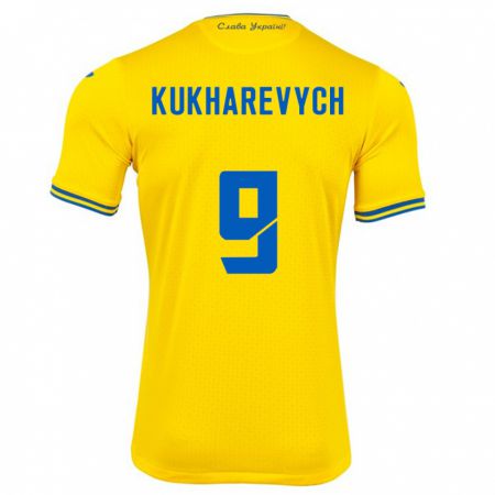 Kandiny Mujer Camiseta Ucrania Mykola Kukharevych #9 Amarillo 1ª Equipación 24-26 La Camisa Chile