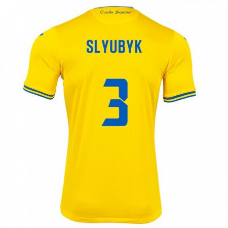 Kandiny Mujer Camiseta Ucrania Bogdan Slyubyk #3 Amarillo 1ª Equipación 24-26 La Camisa Chile