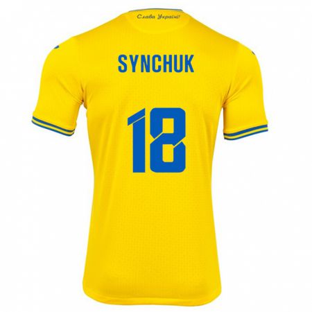 Kandiny Mujer Camiseta Ucrania Gennadiy Synchuk #18 Amarillo 1ª Equipación 24-26 La Camisa Chile