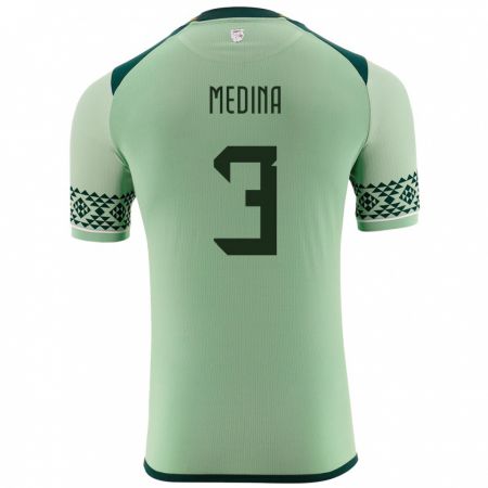 Kandiny Mujer Camiseta Bolivia Diego Medina #3 Verde Claro 1ª Equipación 24-26 La Camisa Chile