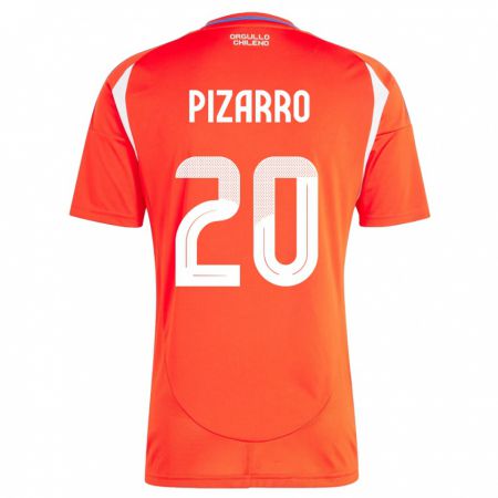 Kandiny Mujer Camiseta Chile Damián Pizarro #20 Rojo 1ª Equipación 24-26 La Camisa Chile