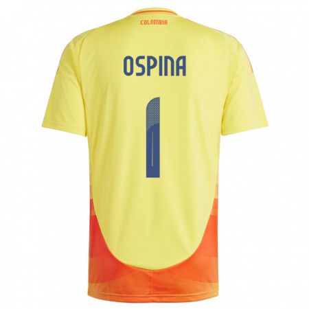 Kandiny Mujer Camiseta Colombia David Ospina #1 Amarillo 1ª Equipación 24-26 La Camisa Chile