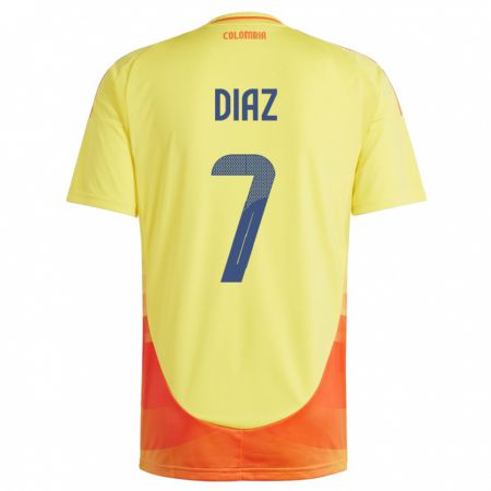 Kandiny Mujer Camiseta Colombia Luis Díaz #7 Amarillo 1ª Equipación 24-26 La Camisa Chile