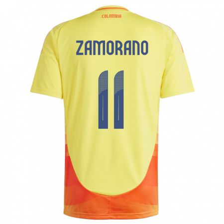 Kandiny Mujer Camiseta Colombia Mariana Zamorano #11 Amarillo 1ª Equipación 24-26 La Camisa Chile