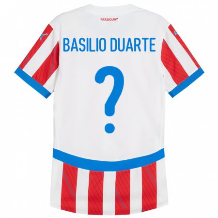 Kandiny Mujer Camiseta Paraguay Basilio Duarte #0 Blanco Rojo 1ª Equipación 24-26 La Camisa Chile