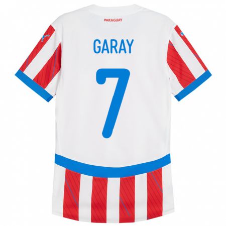 Kandiny Mujer Camiseta Paraguay Griselda Garay #7 Blanco Rojo 1ª Equipación 24-26 La Camisa Chile