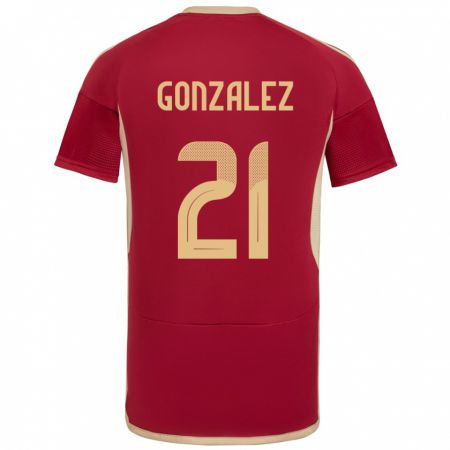 Kandiny Mujer Camiseta Venezuela Alexander González #21 Borgoña 1ª Equipación 24-26 La Camisa Chile