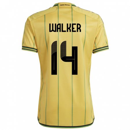 Kandiny Mujer Camiseta Jamaica Ricshya Walker #14 Amarillo 1ª Equipación 24-26 La Camisa Chile