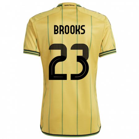 Kandiny Mujer Camiseta Jamaica Liya Brooks #23 Amarillo 1ª Equipación 24-26 La Camisa Chile
