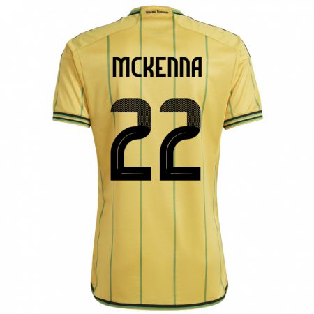 Kandiny Mujer Camiseta Jamaica Kayla Mckenna #22 Amarillo 1ª Equipación 24-26 La Camisa Chile