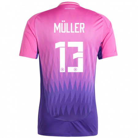 Kandiny Mujer Camiseta Alemania Thomas Muller #13 Rosado Morado 2ª Equipación 24-26 La Camisa Chile