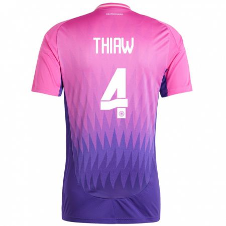 Kandiny Mujer Camiseta Alemania Malick Thiaw #4 Rosado Morado 2ª Equipación 24-26 La Camisa Chile